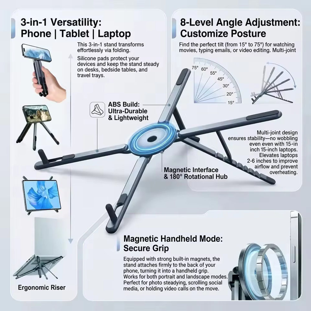 휴대용 자석식 휴대폰 거치대 & 셀카봉 3-in-1 접 - Tablet Ipad Accessories 리뷰 및 가격